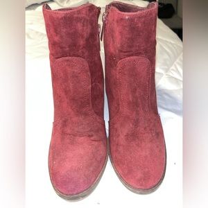 Maroon ankle boots